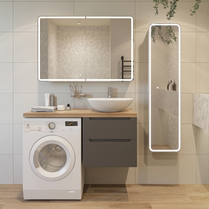 Тумба с раковиной STWORKI Берген 60 серая со светлой столешницей 122, Moduo 55 Leaf, L 549670 - 1