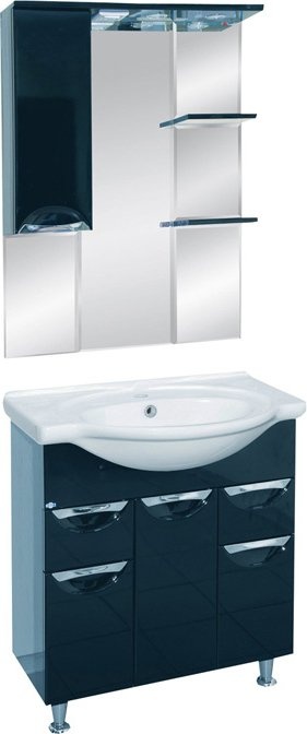 Зеркало Misty Жасмин 85 с подсветкой, черная эмаль L П-Жас02085-021СвЛ - 1