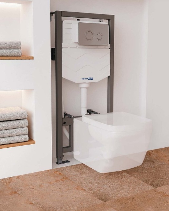 Система инсталляции для унитазов Wasserkraft Aller кнопка смыва никель 10TLT.010.ME.BN01 - 3