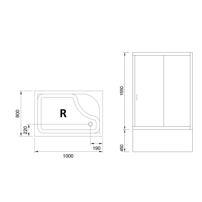 Душевой уголок Royal Bath BP 100х80 R с поддоном профиль хром стекло матовое RB8100BP-C-CH-R - 4