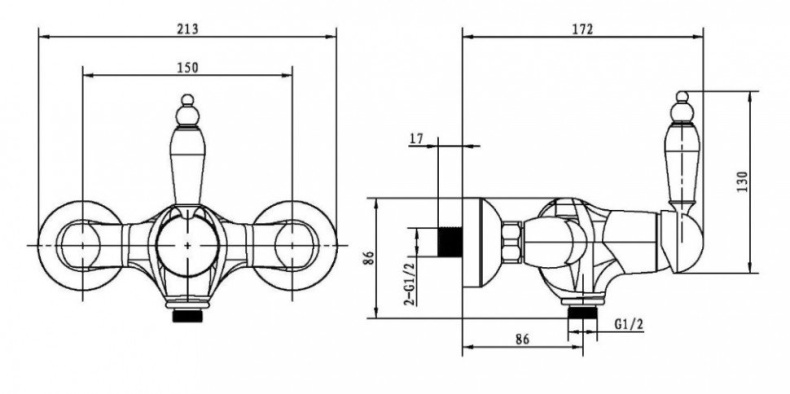 Смеситель для душа Boheme Tradizionale Nero золото  254 - 1