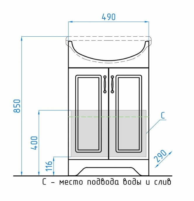 Тумба Олеандр-2 55 под умывальник Антик 55, Люкс белая ЛС-00000046 - 6