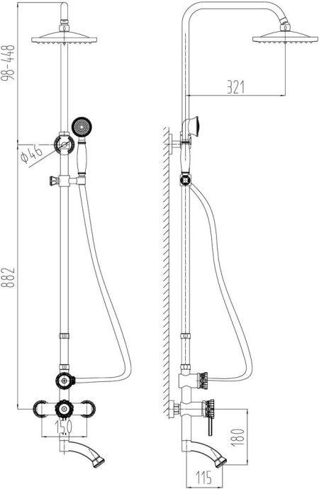 Душевая стойка Milacio Villena MC.103.BBR - 3