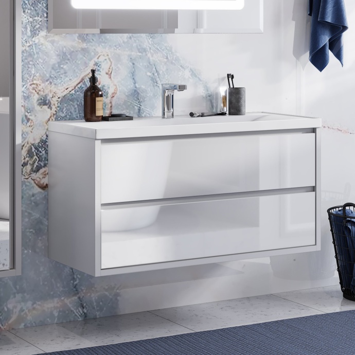 Тумба под раковину Aquaton Римини 100 белый 1A232801RN010 - 3