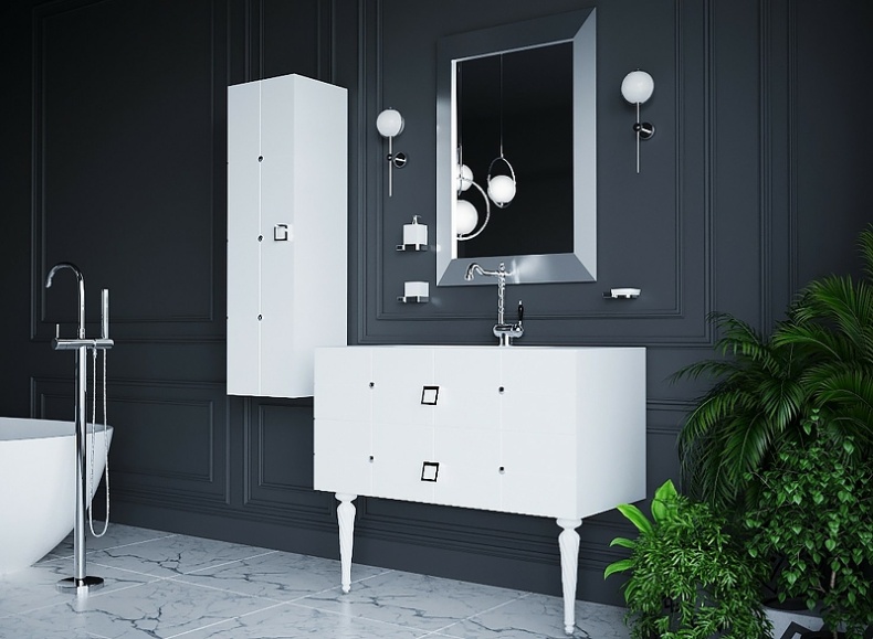 Шкаф пенал Armadi Art Vallessi Avantgarde Piazza 35 подвесной белый - хром 844-WCR - 2