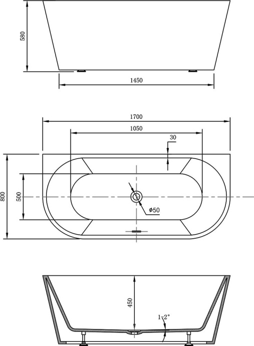 Акриловая ванна Vincea VBT-421-1700MB черная - 2