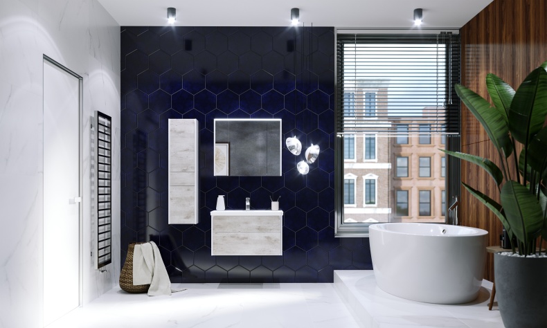 Шкаф-пенал Roca Ronda L, белый, бетон ZRU9303005 - 1