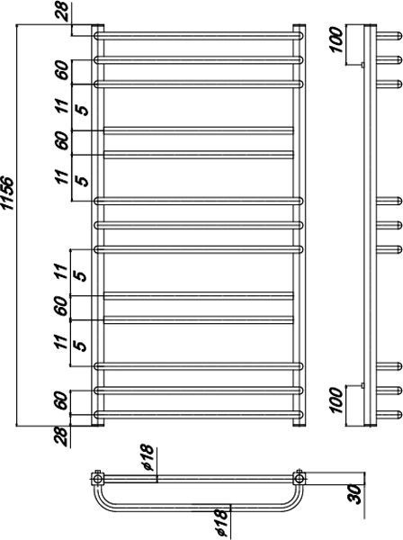 Полотенцесушитель водяной Ravak Cube 53х100 X04000083669 - 2