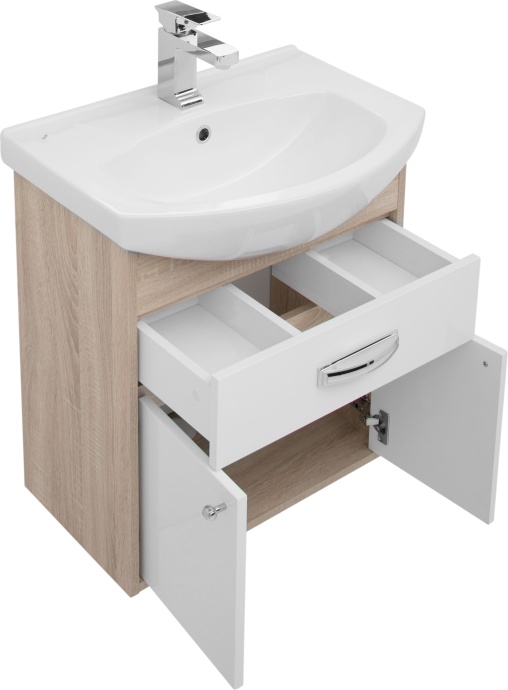 Тумба с раковиной Aquanet Грейс 60 1 ящик, 2 фасада, дуб сонома - 3