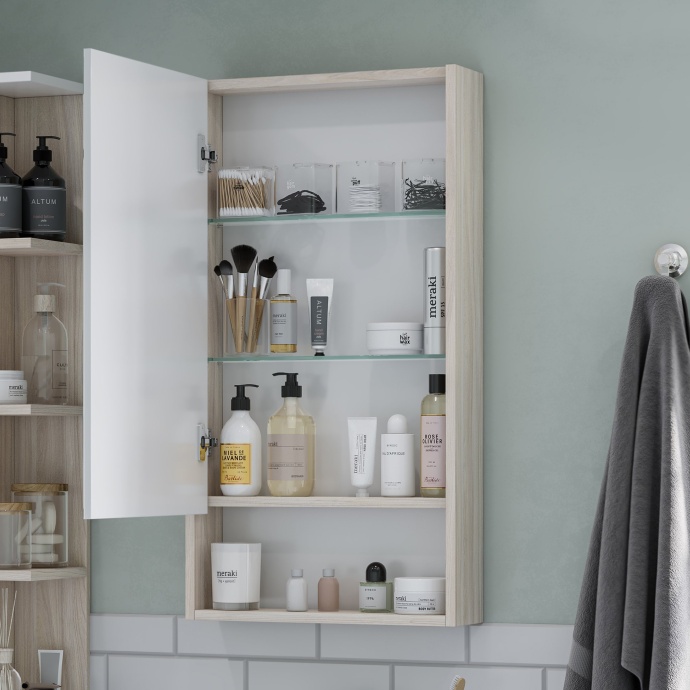 Зеркало-шкаф Aquaton Сканди 45 белый - светлое дерево 1A252002SDB20 - 4