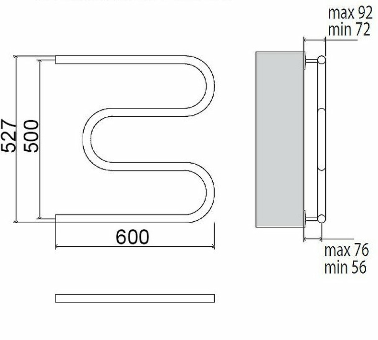 Водяной полотенцесушитель Terminus M-образный 500x600 Хром 4620768880506 - 2