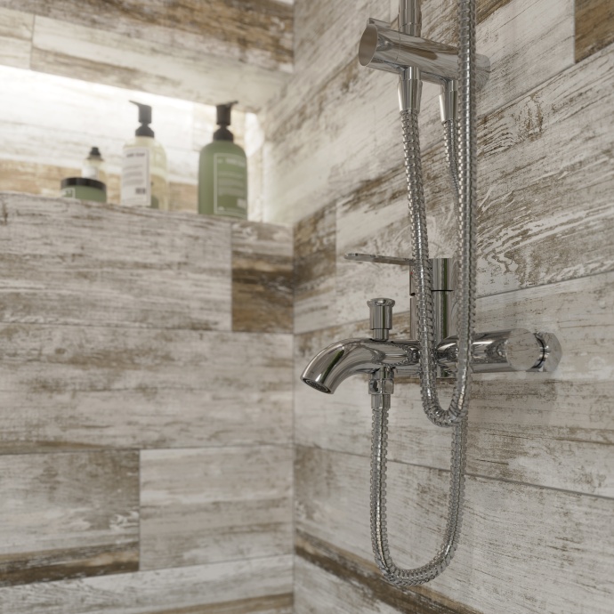 Смеситель для ванны с душем STWORKI by Damixa Стокгольм HFSG10000 хром, однорычажный, настенный, латунь - 3