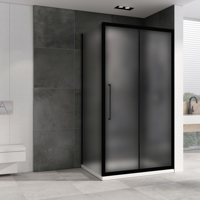 Душевой уголок Abber Schwarzer Diamant 170x90 профиль черный стекло матовое AG30170BMH-S90BM - 1