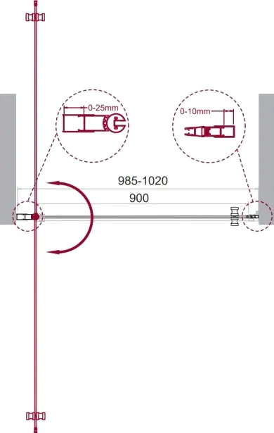 Душевая дверь BelBagno Etna 100 профиль хром  ETNA-B-1-100-C-Cr-90 - 4