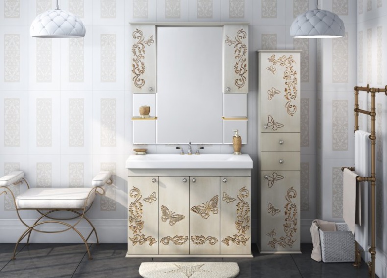 Зеркало Misty Бабочка 120 бежевый, патина Л-Баб04120-033Св - 1