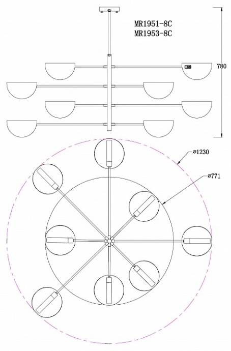 Люстра на штанге MyFar Valentina MR1951-8C - 3