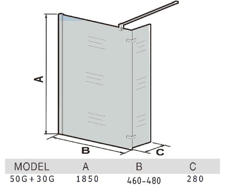 Душевая перегородка WeltWasser WW400 50G+30G 50х185 хром  10000006434 - 1