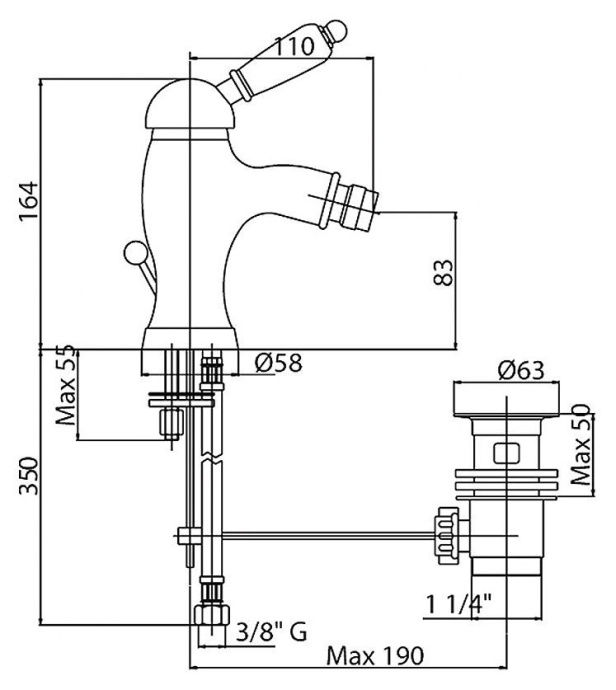 Смеситель Cezares Vintage VINTAGE-BSM1-03/24-Sw для биде - 1
