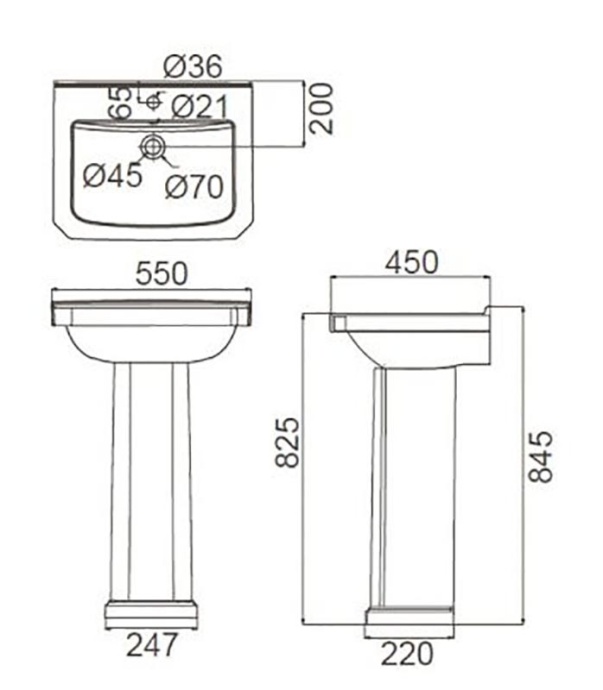 Подвесная раковина Creo ceramique Orleans  OR3000+OR3010 - 1