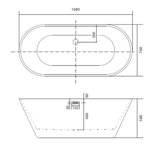 Акриловая ванна Aquatek Хорса 168х76 белый с ножками и сливом-переливом  AQ-5776 - 2