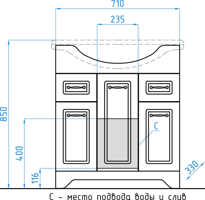 Тумба с раковиной Style Line Олеандр-2 75 Люкс, белая - 10