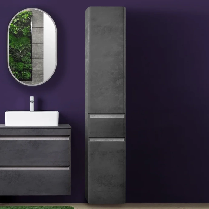 Шкаф-пенал для ванной Style Line Атлантика 35 Люкс, темный бетон  СС-00002284 - 0