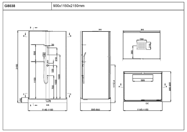 Душевая кабина Black&White Galaxy 115х90 черная 8038000 - 3
