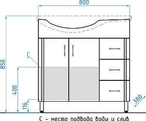 Тумба под раковину Style Line Эко Стандарт 80 см  ЛС-00000109 - 1