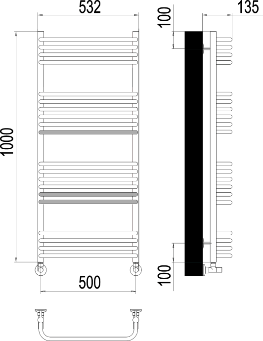 Водяной полотенцесушитель Terminus Стандарт П20 500х1000 Хром 4670078529800 - 1
