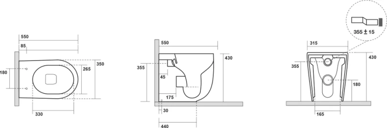 Унитаз приставной Kerasan Nolita черный матовый  531831 - 2