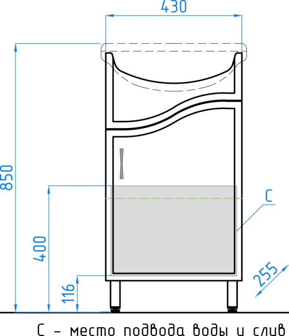 Тумба с раковиной Style Line Эко Волна №2 45 белая - 8