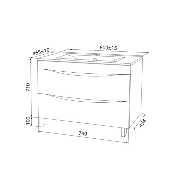 Тумба с умывальником CLO80WFi95K - 7