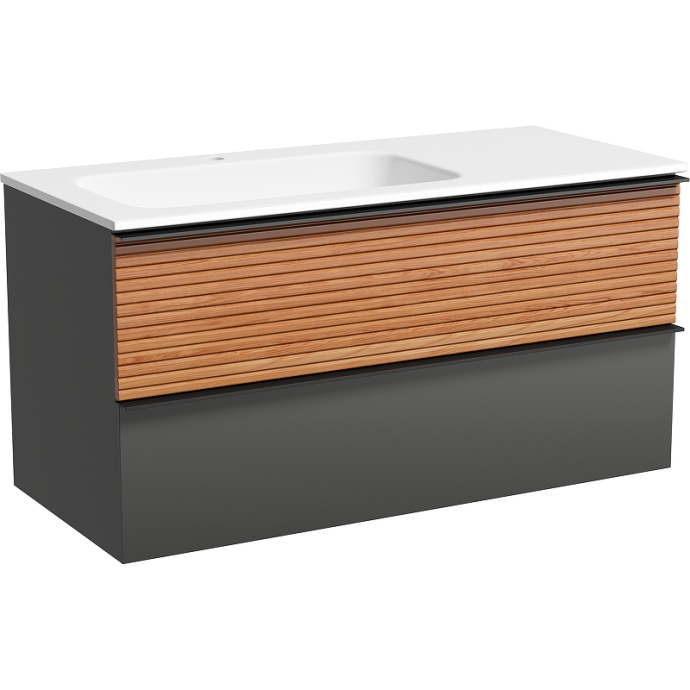 Тумба под раковину Sancos Delta 99х44 левая серая - светлое дерево DL100LGR - 0