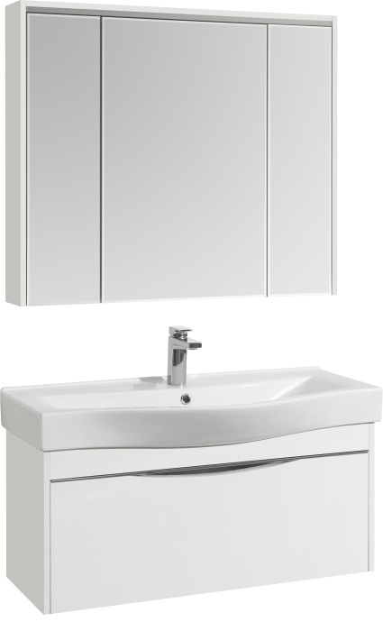 Зеркало-шкаф STWORKI Хельсинки 100 см, с подсветкой, навесной, большой,
белый, прямоугольный 1A243302HI010 - 3