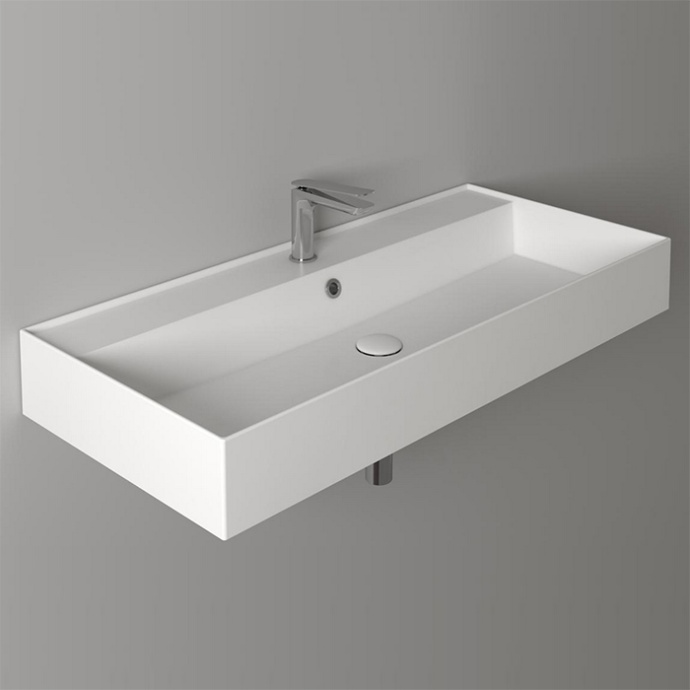 SIMAS AGILE Раковина подвесная 101х46 см, с переливом, с 1 отв под смеситель,цвет белый AG101 bi*1 - 0