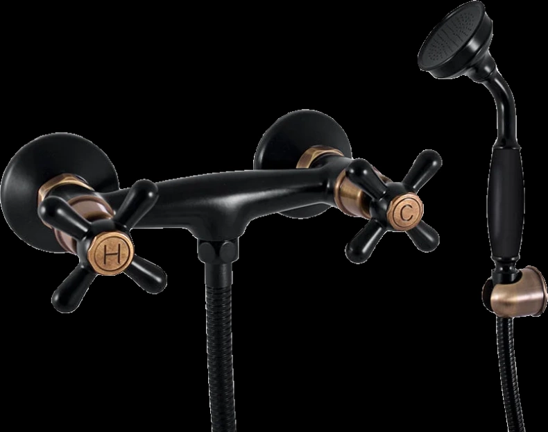Смеситель для душа Rav Slezak Morava retro черный матовый - бронза MK180.5/1CMATSM - 0