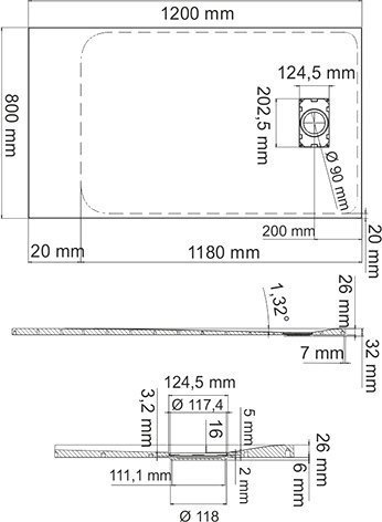 Поддон для душа Wasserkraft Main 41T06 120x80 см - 1