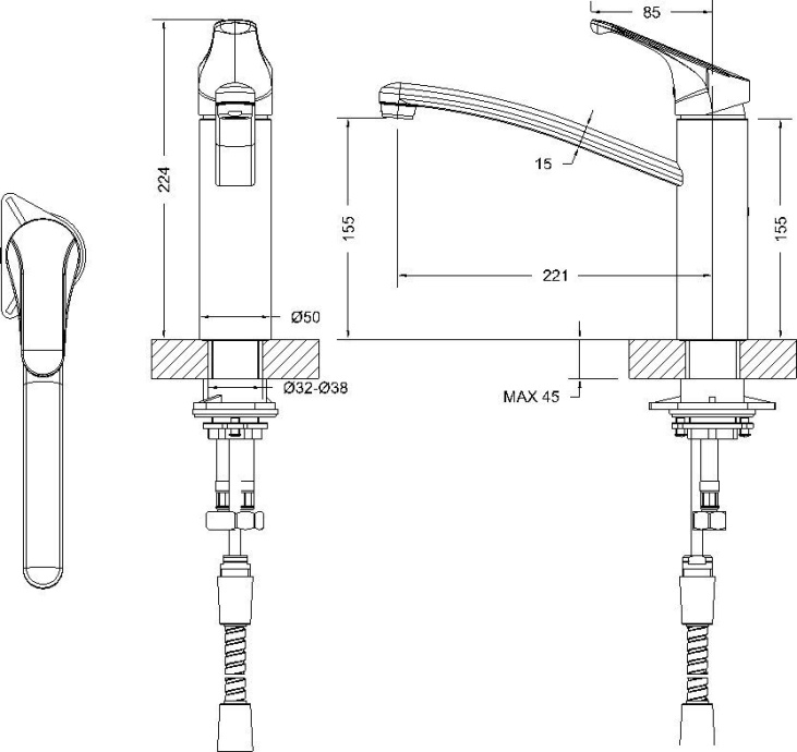 Смеситель Bravat Common F7234129CP-RUS для кухонной мойки - 1