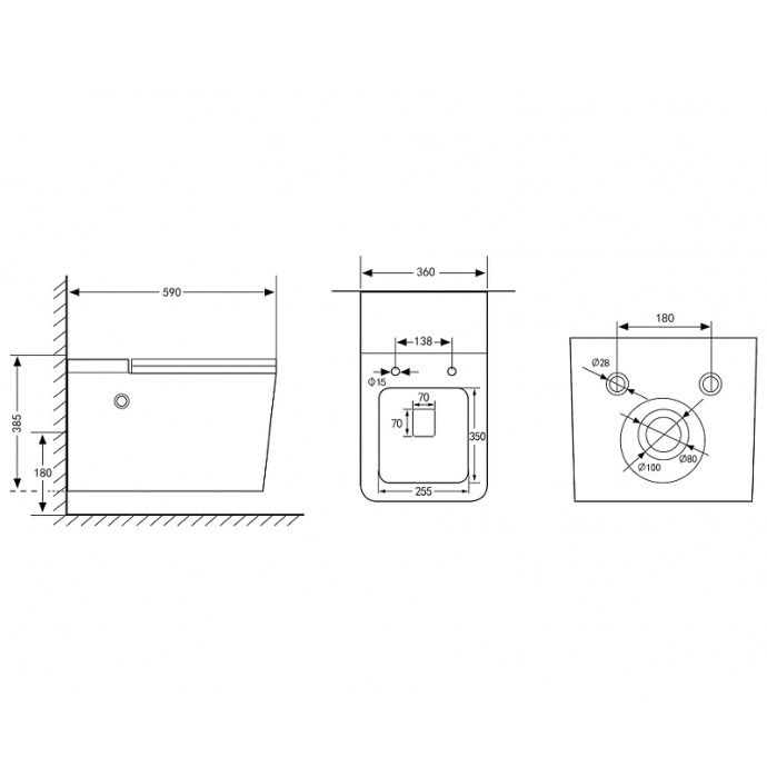 Подвесной унитаз Abber Rechteck белый с сиденьем микролифт AC1202P - 4