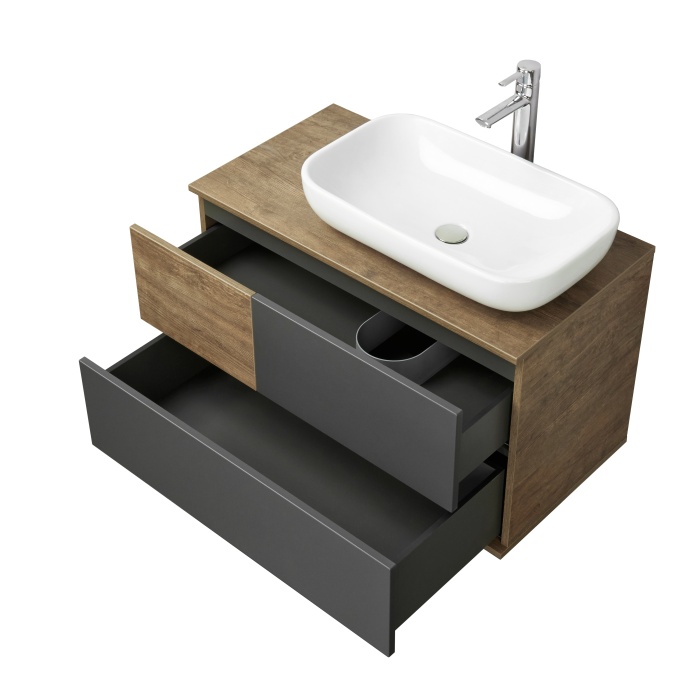 Тумба с раковиной Лола 60 Aquaton Терра 85 светлое дерево-серый 1A2472K2TEKA0 - 2