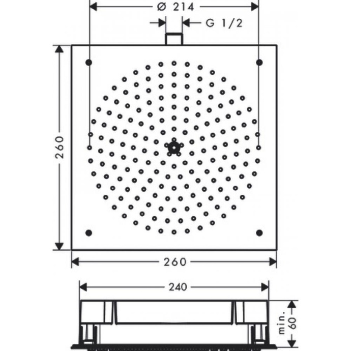 Верхний душ 24х24 см, 1 режим струи Hansgrohe Raindance Air 26481000, хром - 1