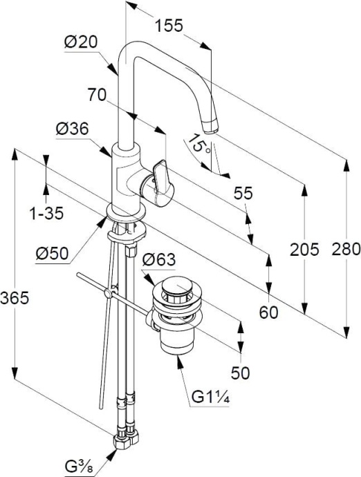 Смеситель Kludi Pure&Easy для раковины 370230565 - 1