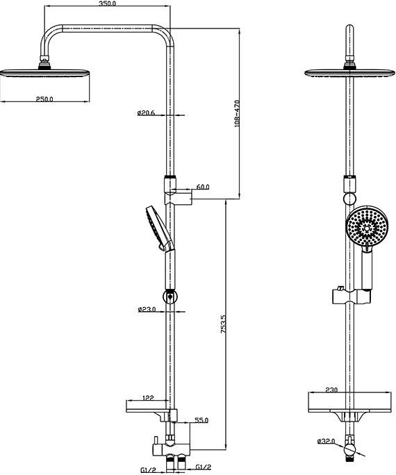 Душевая стойка IDDIS Calipso CALSB5Fi76 - 1