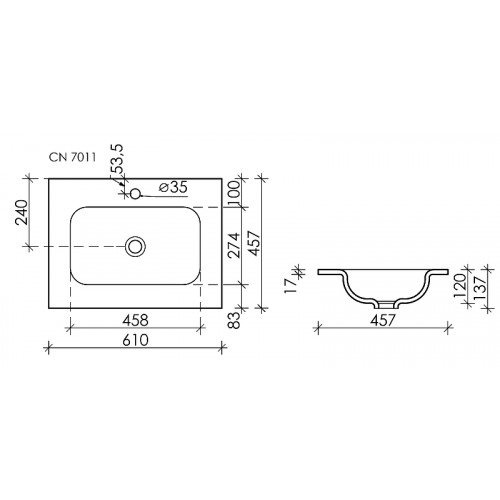 Раковина встраиваемая Ceramica Nova Element 61х45.7 белая CN7011 - 2