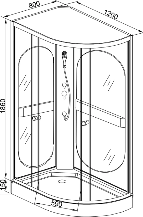 Душевая кабина L 120х80 без крыши  L602LN - 7