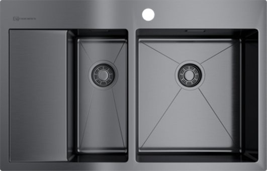 Мойка кухонная Omoikiri Akisame 78-2-GM-R вороненая сталь 4973102 - 0