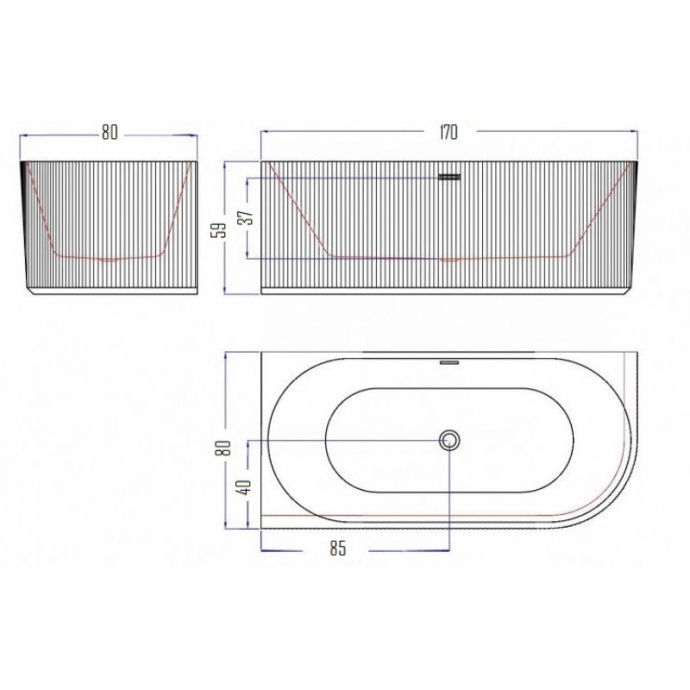 Ванна акриловая Esbano Bagama 170х80 R белый ESVABAGAR - 3