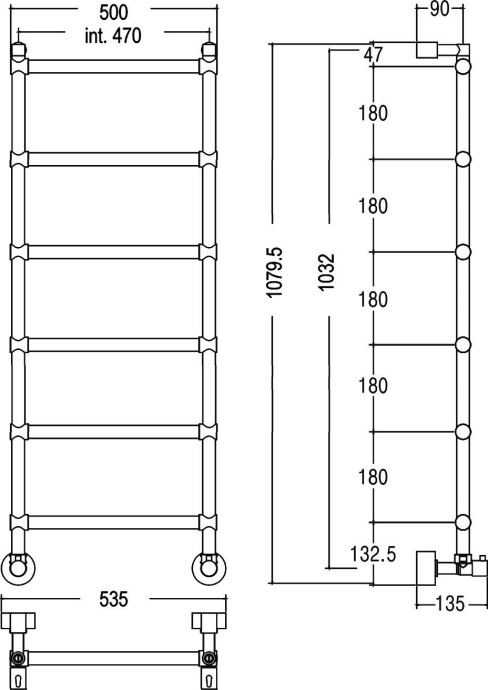 Водяной полотенцесушитель Margaroli   хром  4424706CRN - 1
