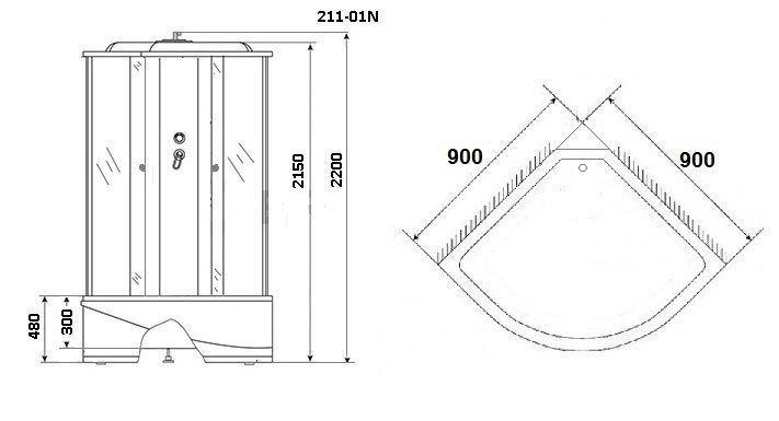 Душевая кабина Niagara  90x90 см (NG-211-01N) 2110134N - 1