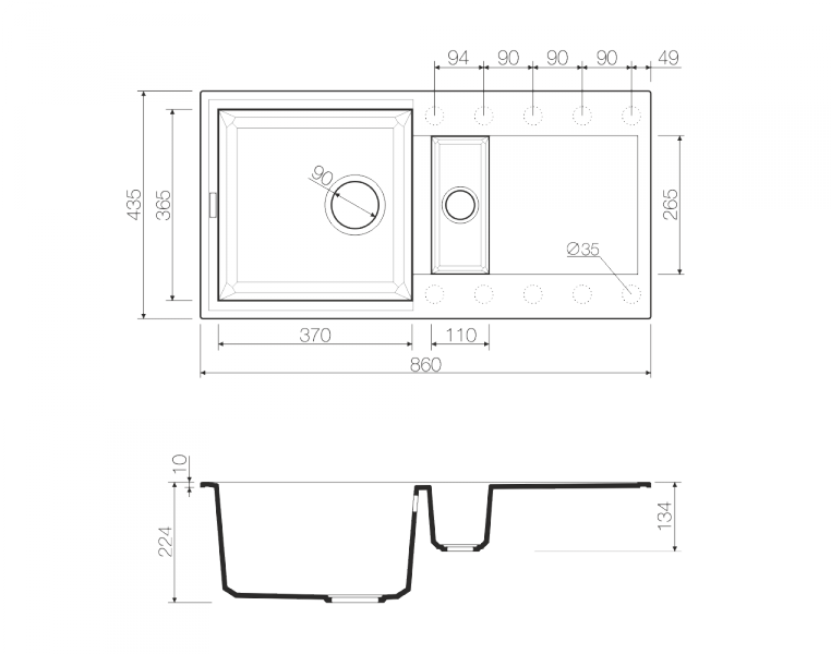 Мойка кухонная Omoikiri Sakaime 86-2-PL платина 4993203 - 1